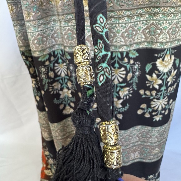 Karma Highway Boho Maxi Dress Floral Hippie Gypsy Cottage Flowy Deep V Neck OS - Picture 5 of 13